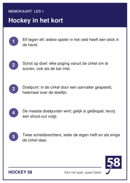 Memokaart van les 1