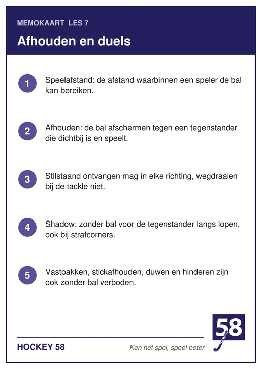 Memokaart van les 7